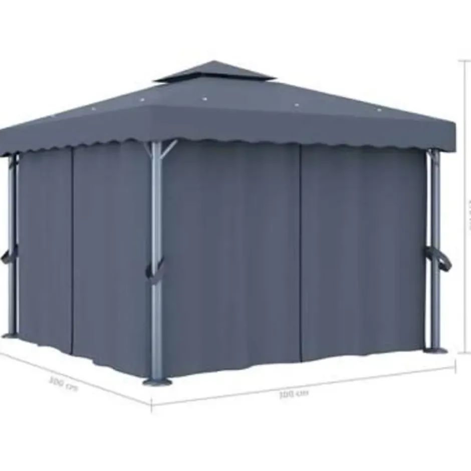 vidaXL - Tuinpaviljoen - Antraciet - Aluminium - 3 x 3 m