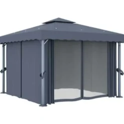 vidaXL - Tuinpaviljoen - Antraciet - Aluminium - 3 x 3 m