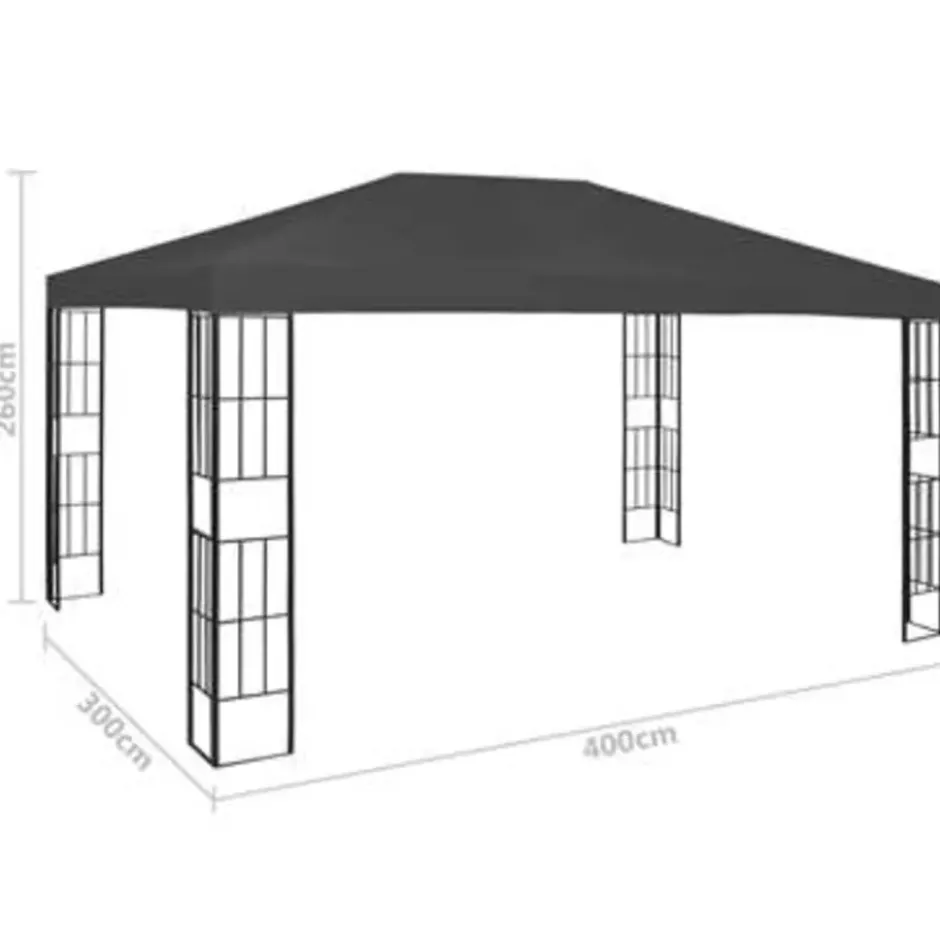 vidaXL - Tuinpaviljoen - Antraciet - Stof - 3 x 4 m