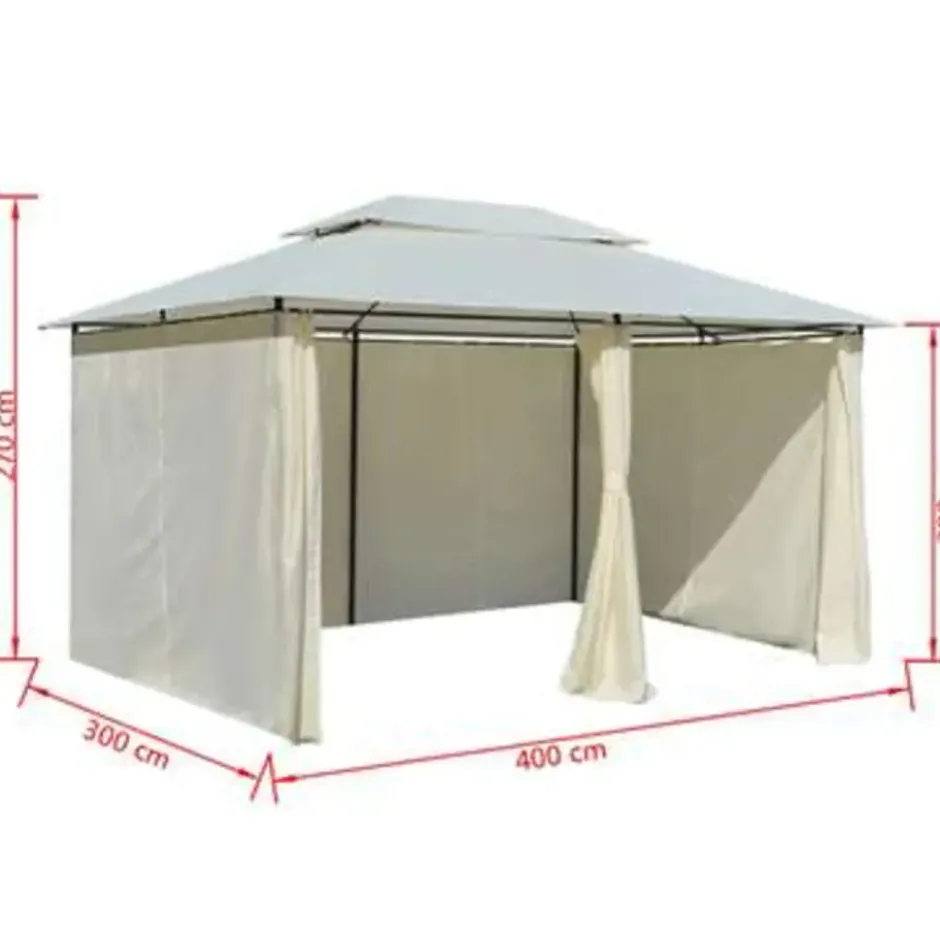 vidaXL - Tuinpaviljoen - Wit - Stof