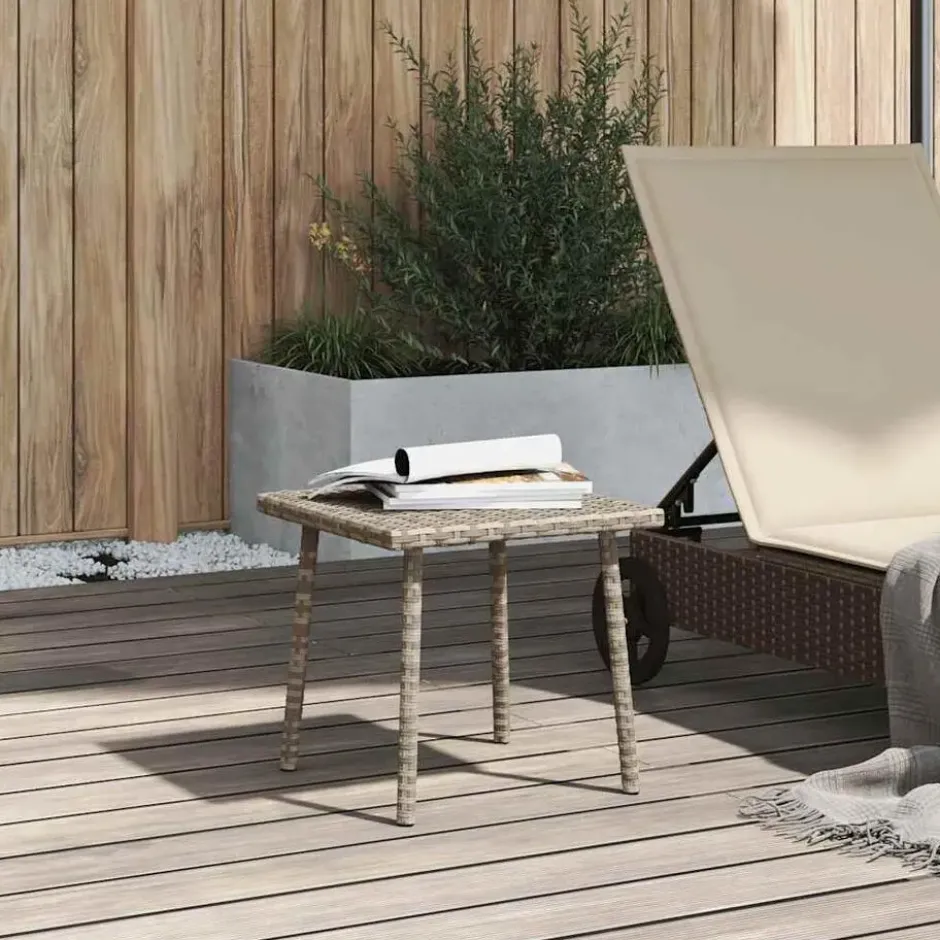 vidaXL - Tuin Salontafel - Grijs - Poly rattan - 40 x 40 x 37 cm