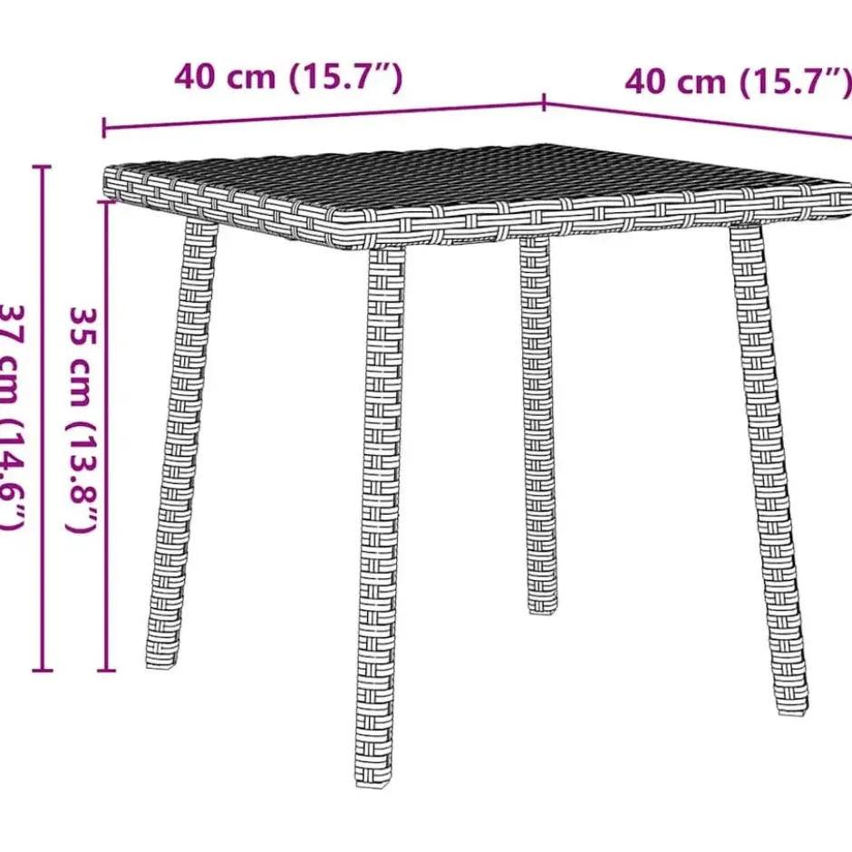 vidaXL - Tuin Salontafel - Grijs - Poly rattan - 40 x 40 x 37 cm