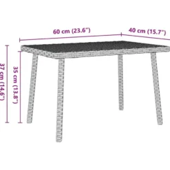 vidaXL - Tuin Salontafel - Grijs - Poly rattan - 60 x 40 x 37 cm