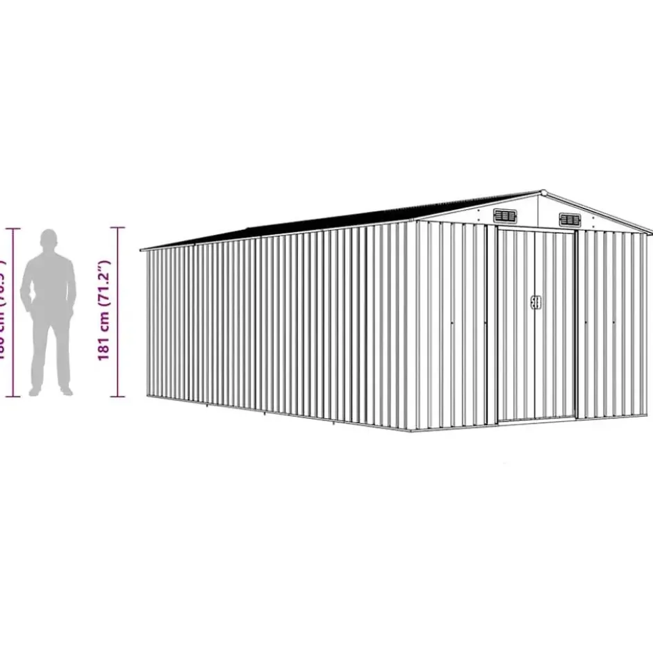 vidaXL - Tuinschuur - Antraciet - Staal