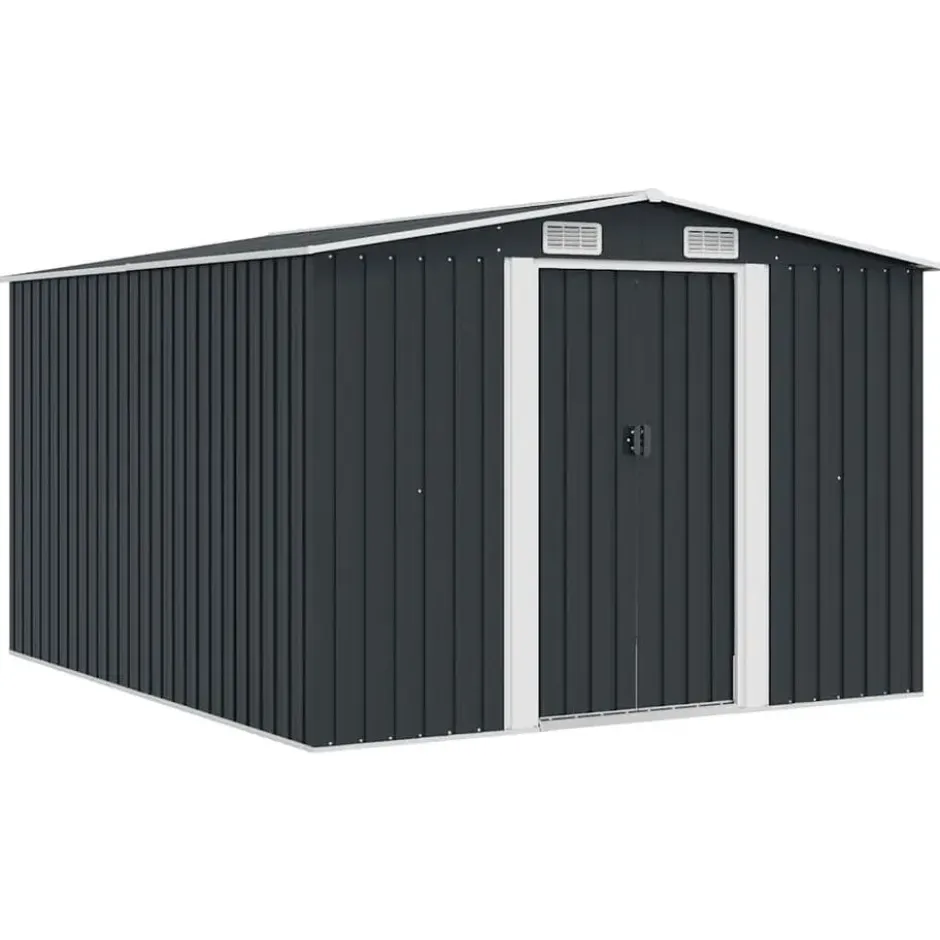 vidaXL - Tuinschuur - Antraciet - Staal - 257 x 298 x 178 cm