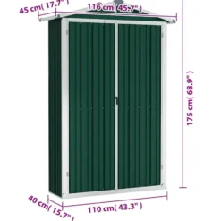 vidaXL - Tuinschuur Gegalvaniseerd Staal Groen Schuur - 116x45x175 cm