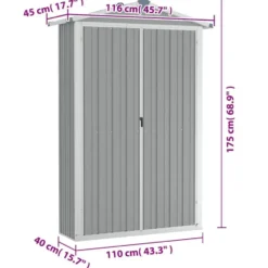vidaXL - Tuinschuur Gegalvaniseerd Staal Grijs Schuur - 116x45x175 cm