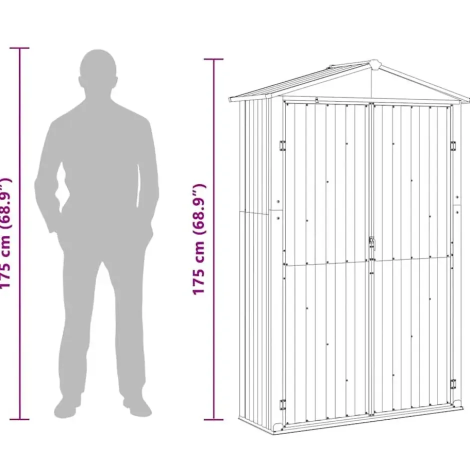 vidaXL - Tuinschuur Gegalvaniseerd Staal Grijs Schuur - 116x45x175 cm