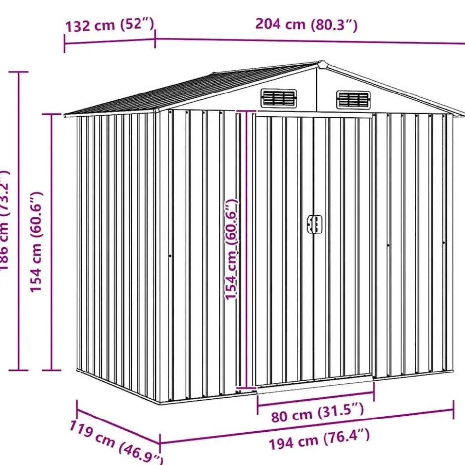vidaXL - Tuinschuur - Grijs - Staal