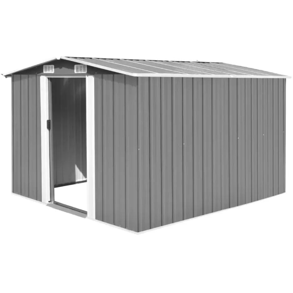 vidaXL - Tuinschuur - Grijs - Staal - 257 x 298 x 178 cm