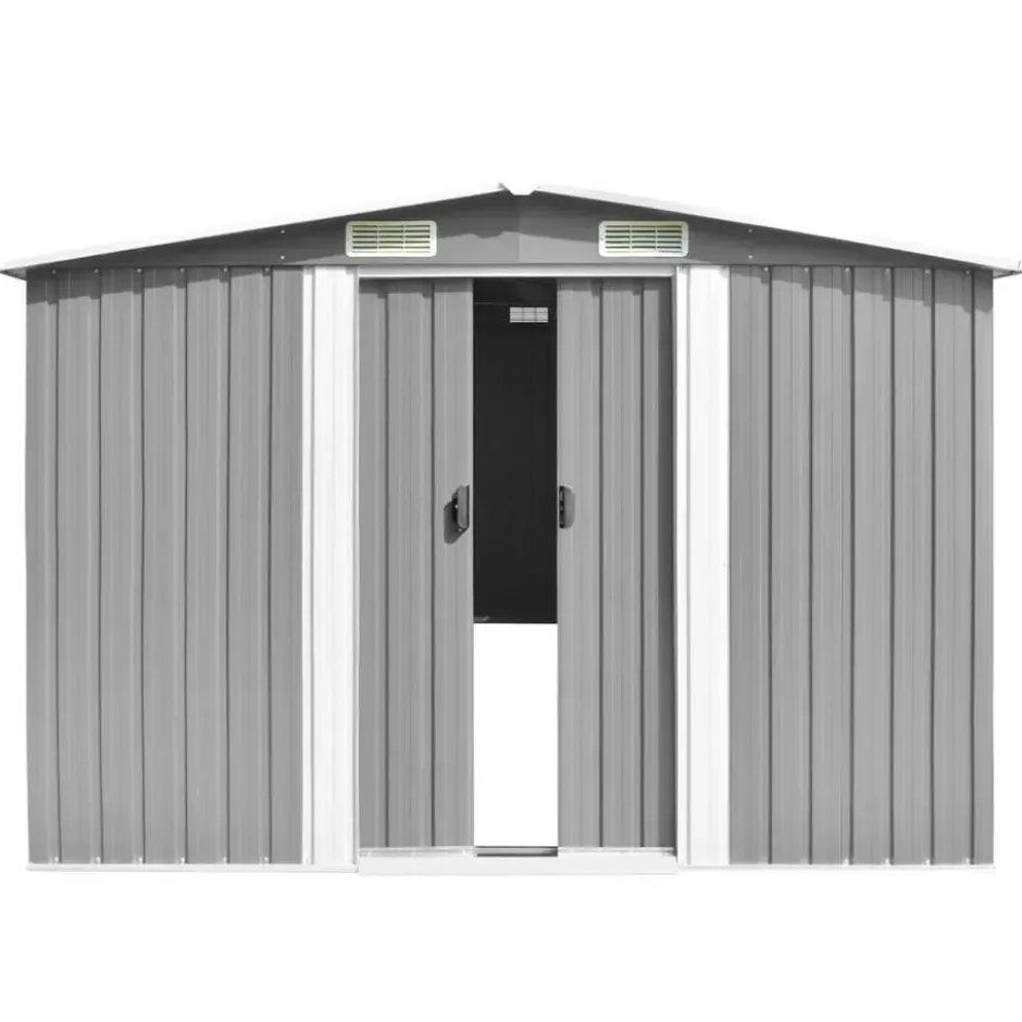 vidaXL - Tuinschuur - Grijs - Staal - 257 x 298 x 178 cm