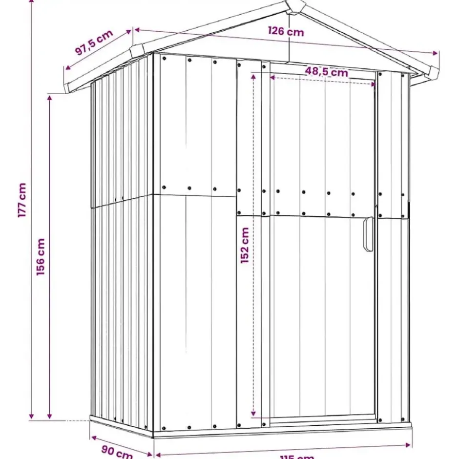 vidaXL - Tuinschuur 126x97,5x177 cm gegalvaniseerd staal antracietkleur