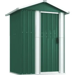 vidaXL - Tuinschuur 126x97,5x177 cm gegalvaniseerd staal groen tuin schuur