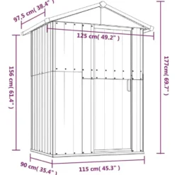 vidaXL - Tuinschuur 126x97,5x177 cm gegalvaniseerd staal Bruin
