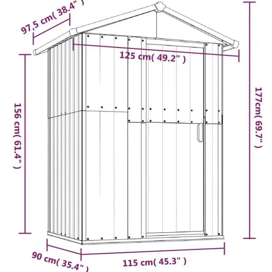 vidaXL - Tuinschuur 126x97,5x177 cm gegalvaniseerd staal Bruin