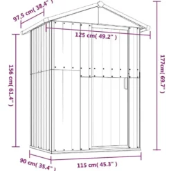 vidaXL - Tuinschuur 126x97,5x177 cm gegalvaniseerd staal grijs tuin schuur