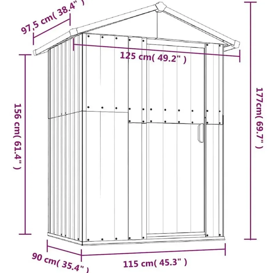 vidaXL - Tuinschuur 126x97,5x177 cm gegalvaniseerd staal grijs tuin schuur