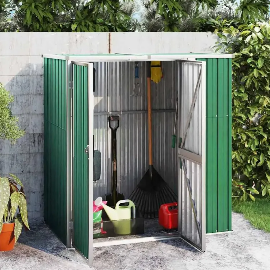 vidaXL - Tuinschuur 161x89x161 cm gegalvaniseerd staal groen gereedschapsschuur