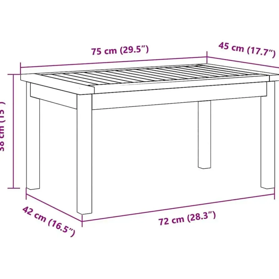 vidaXL - Tuinset - Bruin - Massief acaciahout - 72 x 45 x 38cm