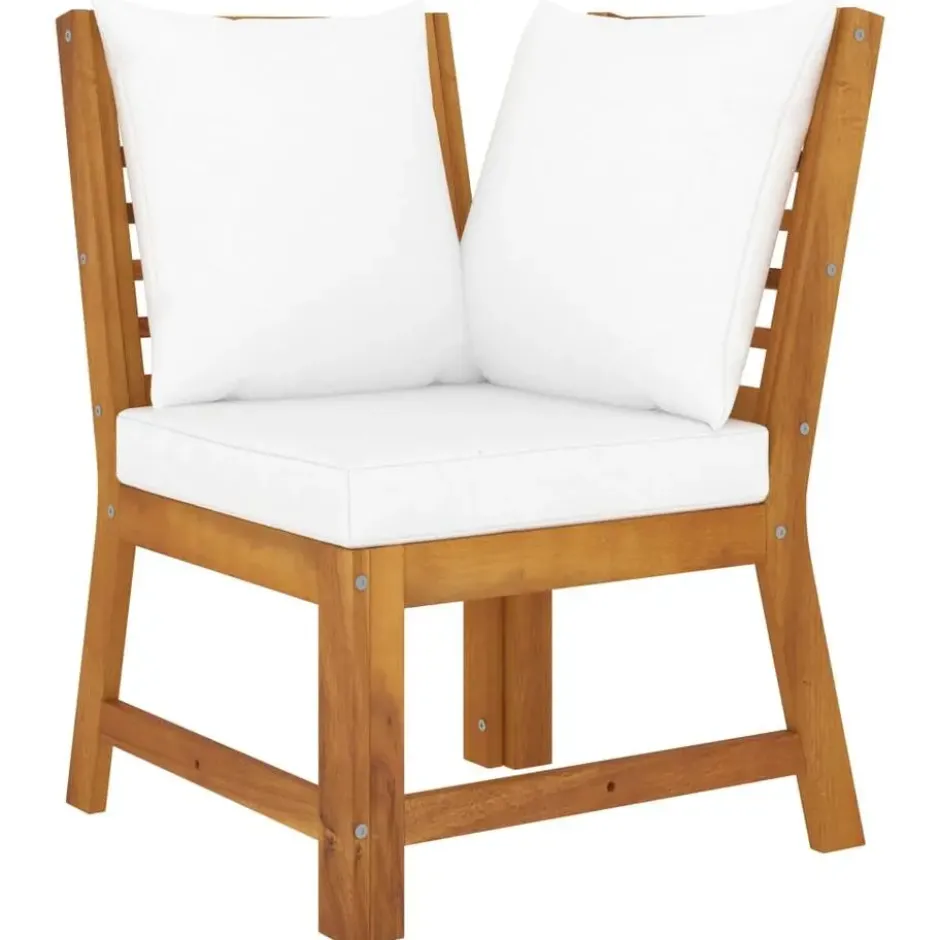 vidaXL - Tuinset - Crème - Acaciahout - 4 stuks - Met kussens