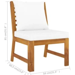 vidaXL - Tuinset - Crème - Acaciahout - 4 stuks - Met kussens