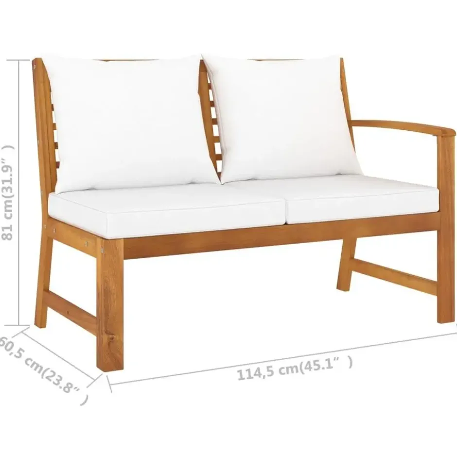 vidaXL - Tuinset - Crème - Acaciahout - 4 stuks - Met kussens