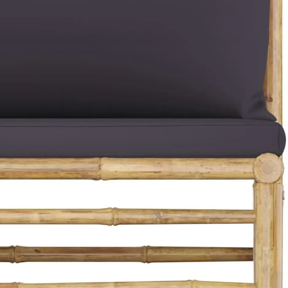 vidaXL - Tuinset - Donkergrijze - Bamboe - 4 stuks - Met kussens