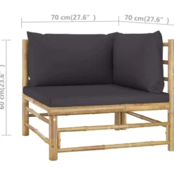 vidaXL - Tuinset - Donkergrijze - Bamboe - 4 stuks - Met kussens