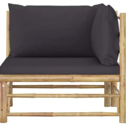 vidaXL - Tuinset - Grijs - Bamboe - 2 stuks - Met kussens