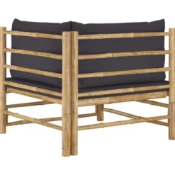vidaXL - Tuinset - Grijs - Bamboe - 2 stuks - Met kussens