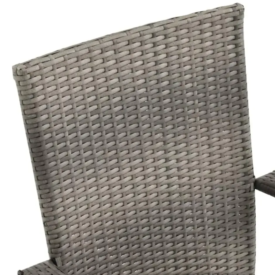 vidaXL - Tuinset grijs - 6 fauteuils en 150x90 cm tafel - Poly rattan en hout