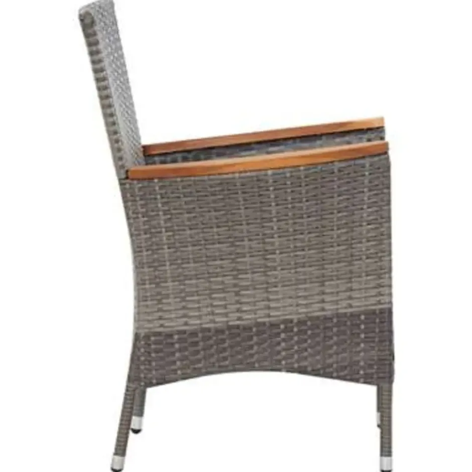 vidaXL - Tuinset - Grijs - Poly rattan - 150 cm tafellengte