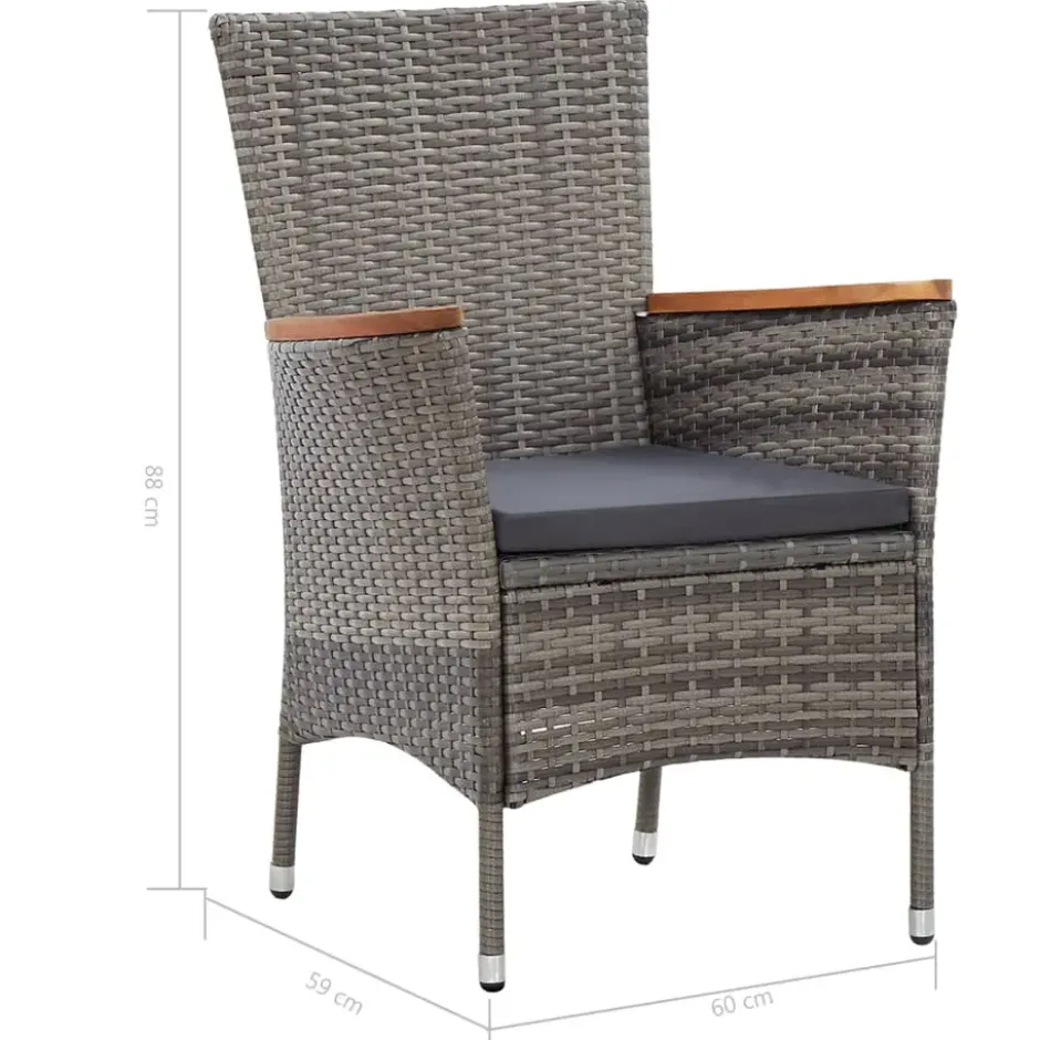 vidaXL - Tuinset - Grijs - Poly rattan - 150 cm tafellengte