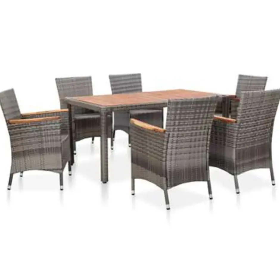 vidaXL - Tuinset - Grijs - Poly rattan - 150 cm tafellengte