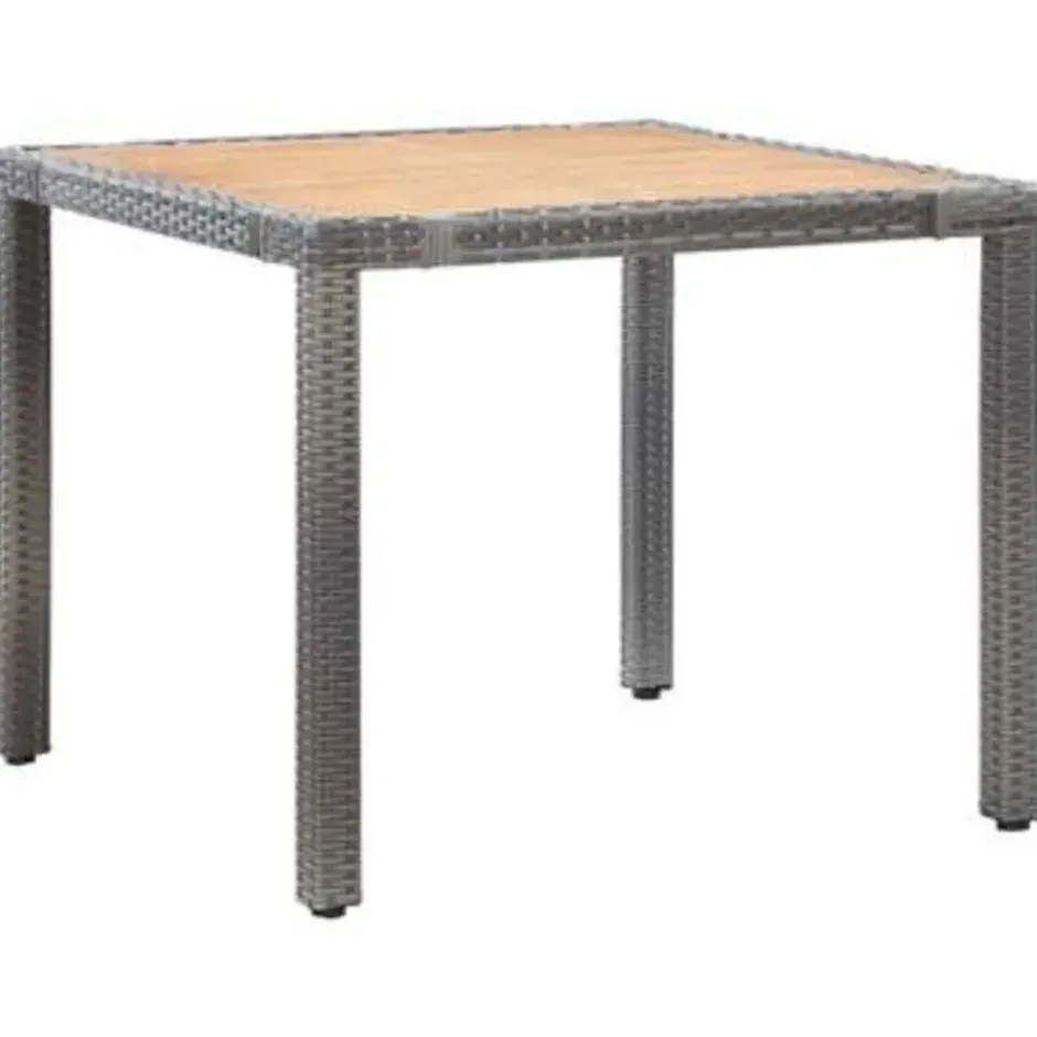vidaXL - Tuinset - Grijs - Poly rattan - 90 cm tafellengte