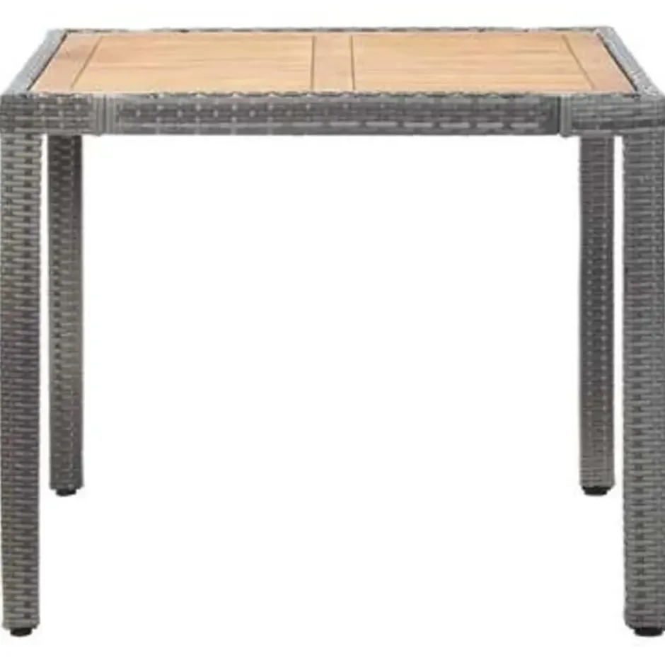 vidaXL - Tuinset - Grijs - Poly rattan - 90 cm tafellengte
