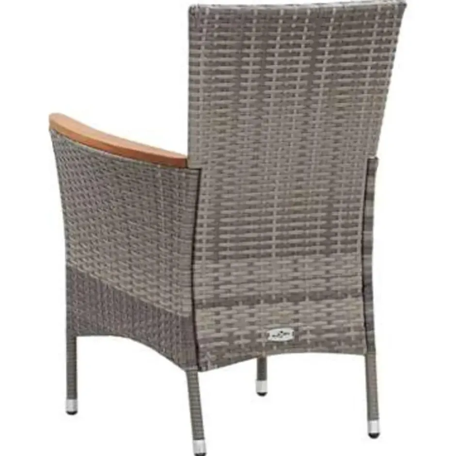 vidaXL - Tuinset - Grijs - Poly rattan - 90 cm tafellengte