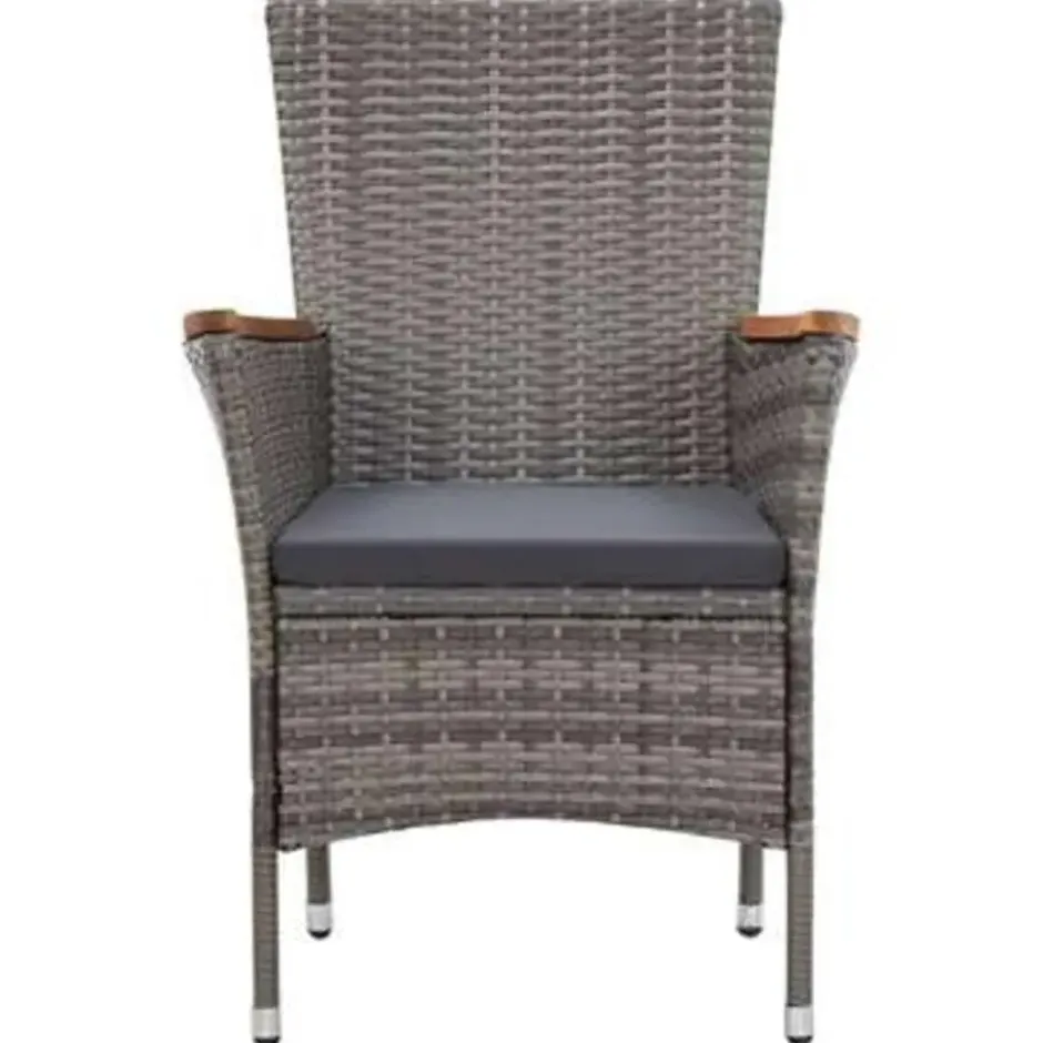 vidaXL - Tuinset - Grijs - Poly rattan - 90 cm tafellengte