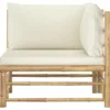 vidaXL - Tuinset - Wit - Bamboe - 2 stuks - Met kussens