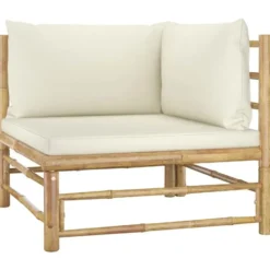 vidaXL - Tuinset - Wit - Bamboe - 2 stuks - Met kussens