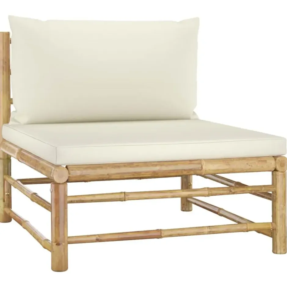 vidaXL - Tuinset - Wit - Bamboe - 3 stuks - Met kussens