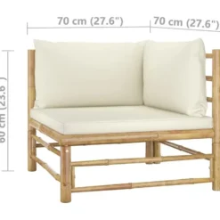 vidaXL - Tuinset - Wit - Bamboe - 3 stuks - Met kussens