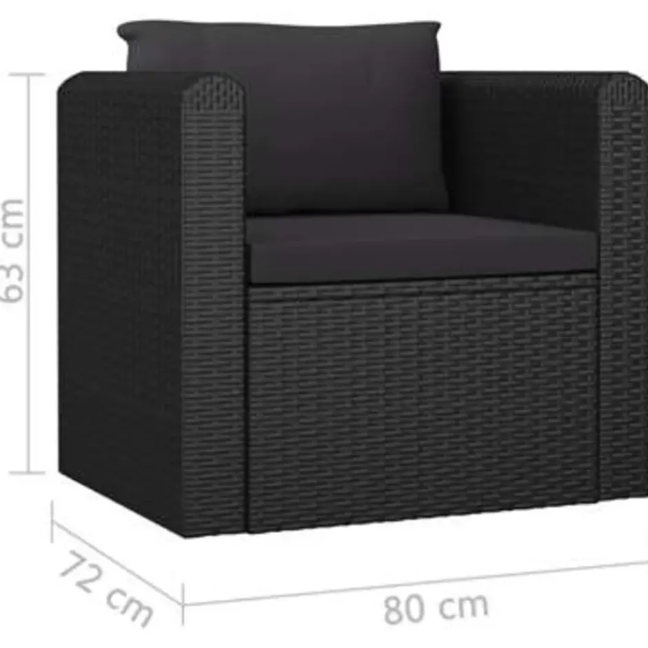 vidaXL - Tuinset - Zwart - Poly rattan