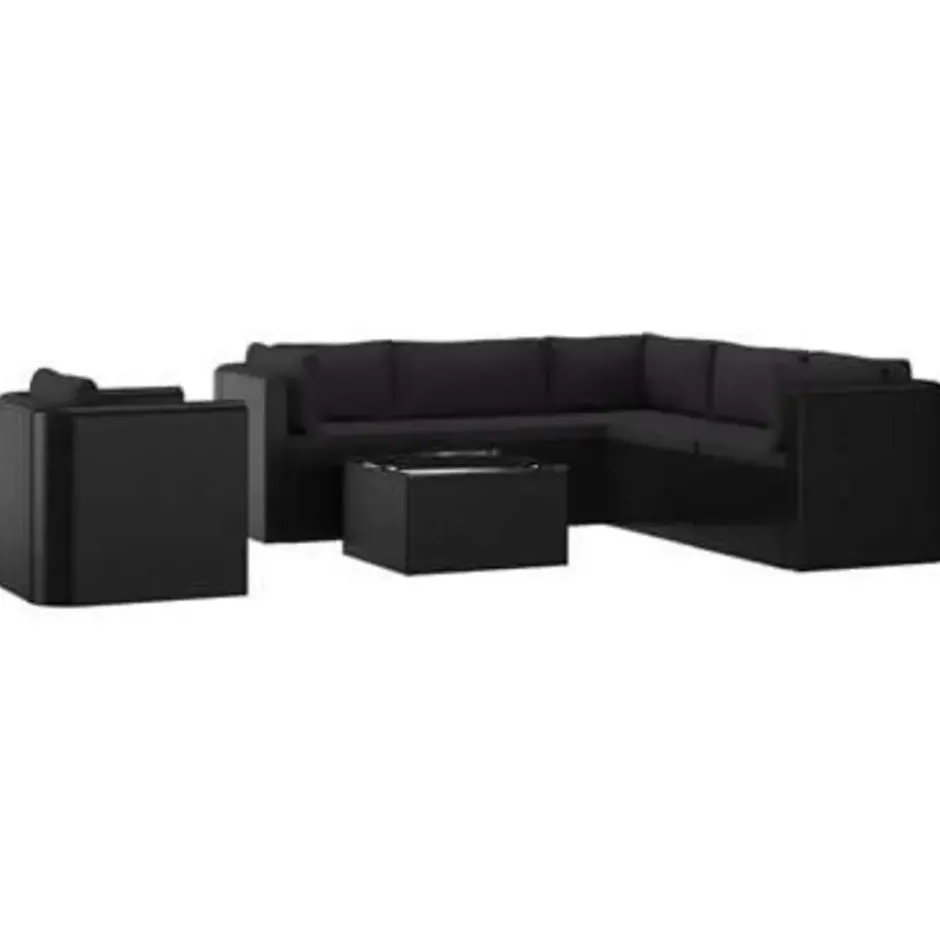 vidaXL - Tuinset - Zwart - Poly rattan