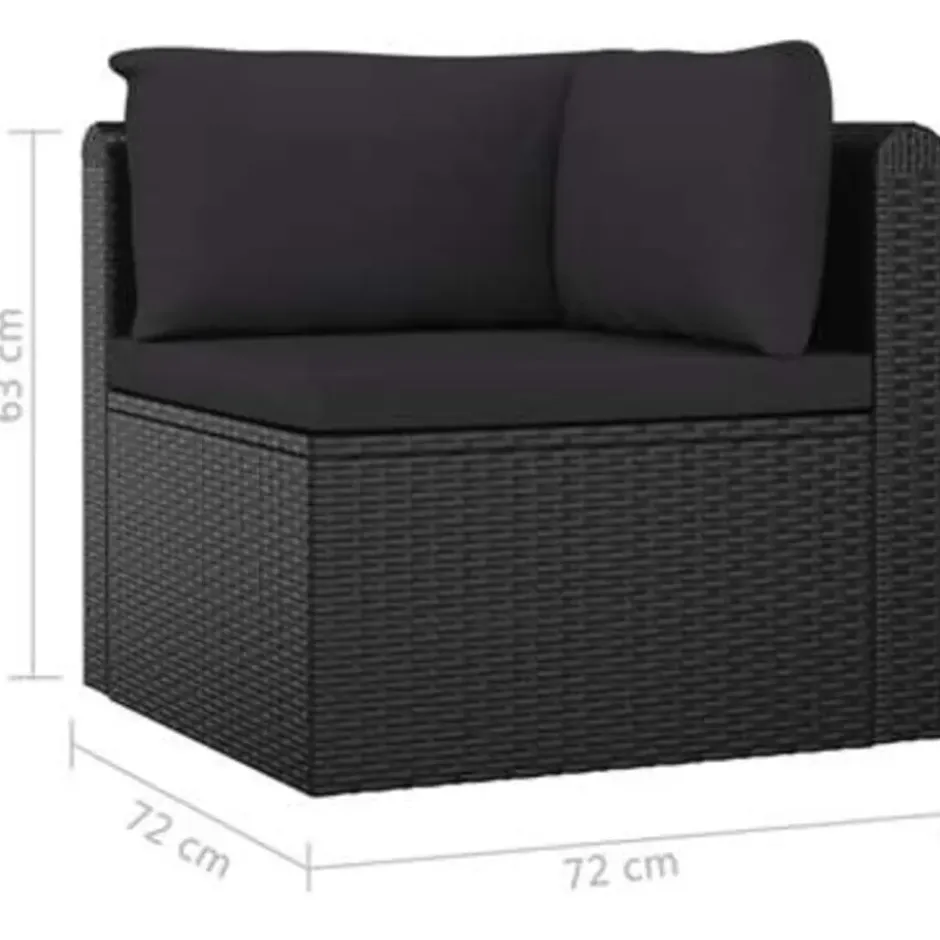 vidaXL - Tuinset - Zwart - Poly rattan