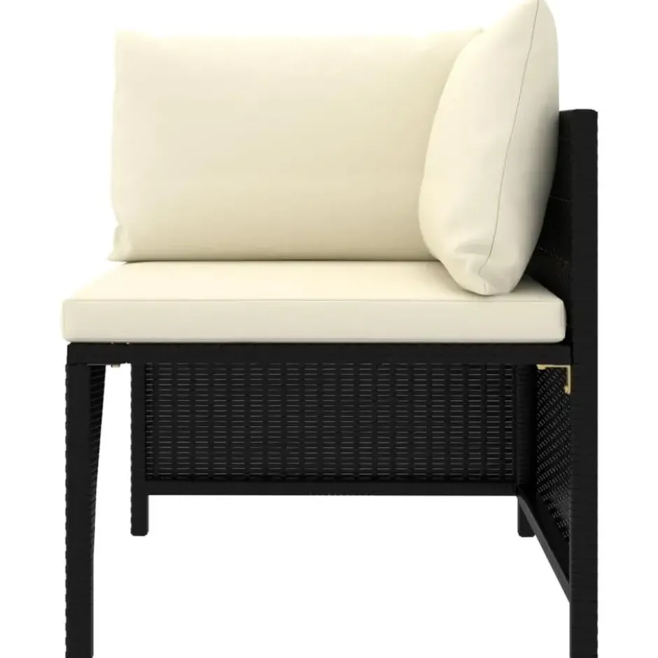 vidaXL - Tuinset - Zwart - Poly rattan - 8 stuks - Met kussens