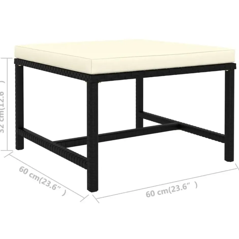 vidaXL - Tuinset - Zwart - Poly rattan - 8 stuks - Met kussens