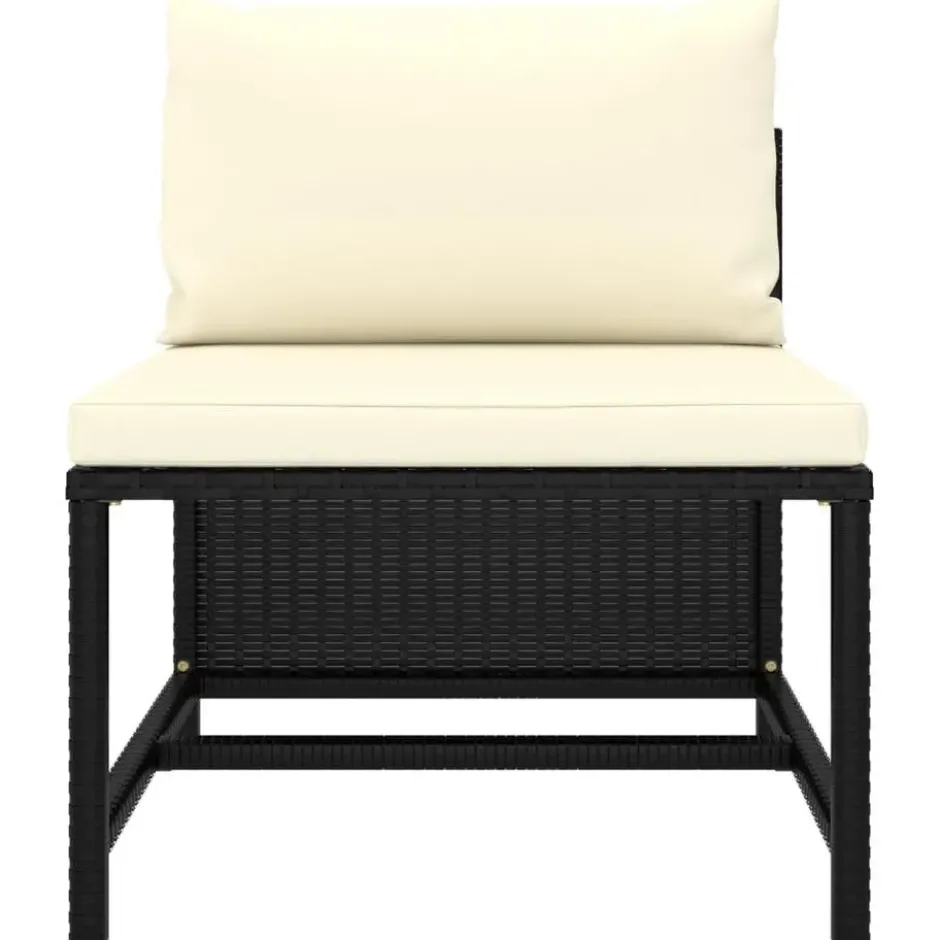 vidaXL - Tuinset - Zwart - Poly rattan - 8 stuks - Met kussens
