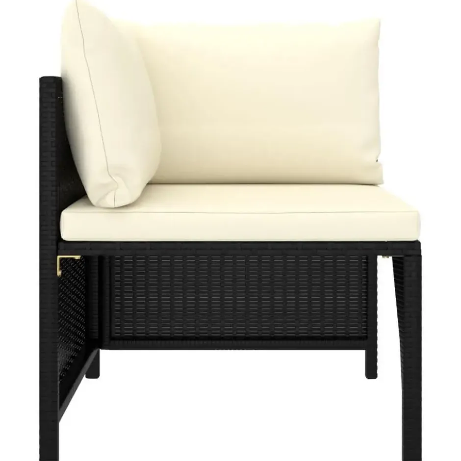 vidaXL - Tuinset - Zwart - Poly rattan - 8 stuks - Met kussens