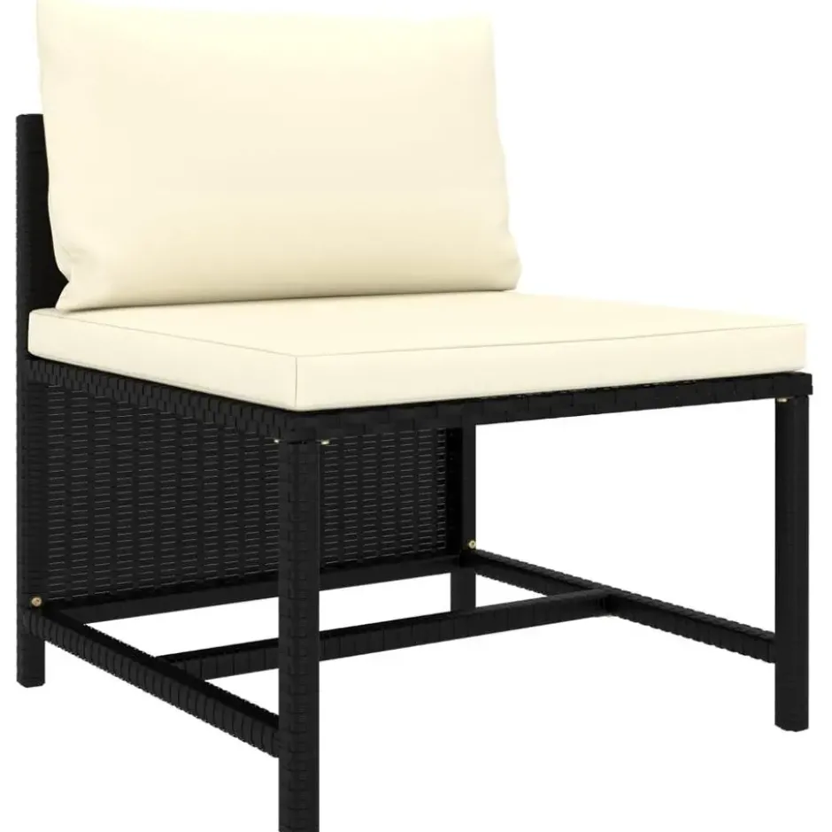 vidaXL - Tuinset - Zwart - Poly rattan - 8 stuks - Met kussens